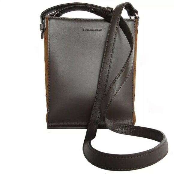 Auth BURBERRY Shoulder Bag Brown leather - Picture 1 of 12
